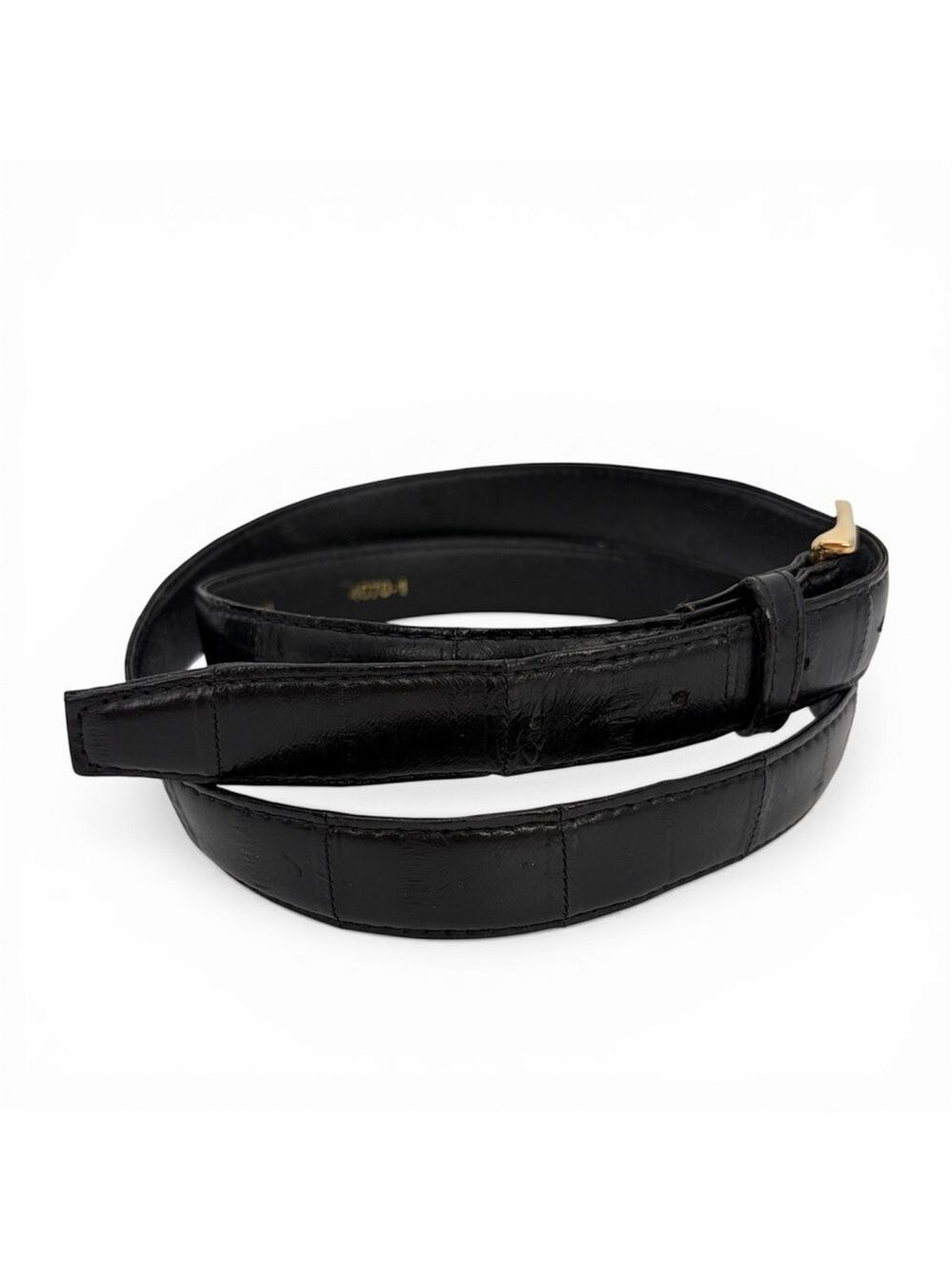 Vintage 1990s Mens Genuine Eel Skin Black Dress Belt Size 38 Fits 34-36